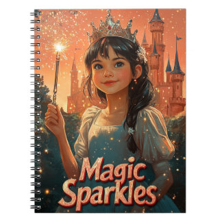 Caderno Espiral Magic Sparkles Diário princesa - Notebook divertid