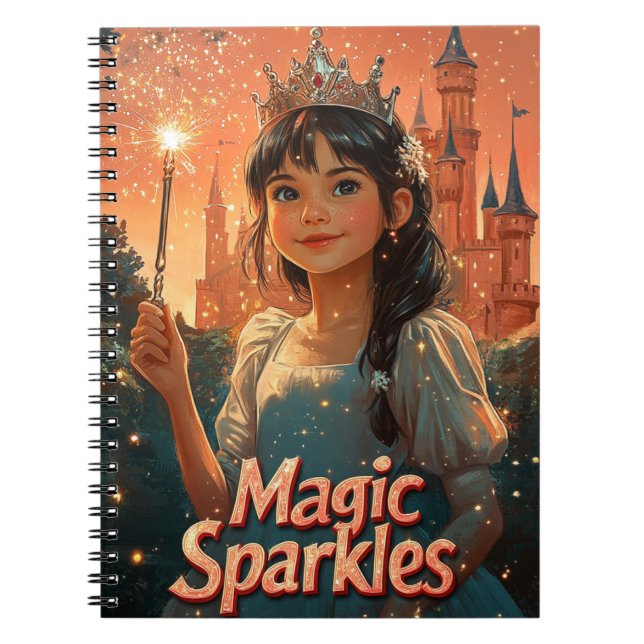 Caderno Espiral Magic Sparkles Diário princesa - Notebook divertid (Frente)