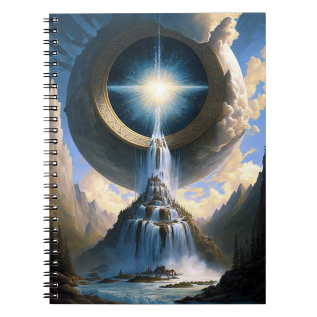 Caderno Espiral Magic Waterfall Surreal Fantasy Art (Frente)