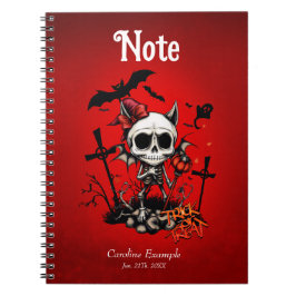 Caderno Espiral Mágica de abóbora e diversão óssea.