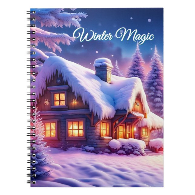 Caderno Espiral Mágica De Inverno - Cabine Cozy Na Wonderland De I (Frente)