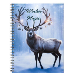Caderno Espiral Mágica de inverno - Reindeer na Floresta Mágica