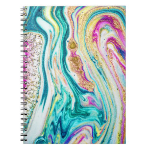 Caderno Espiral Mágica: Design de pintura metálica.