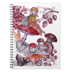 Caderno Espiral MÁGICA FOLLET da fantasia floral branca vermelha