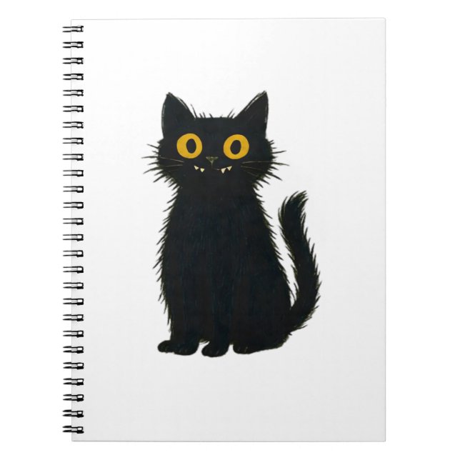 Caderno Espiral Mágica Gato Preto - Halloween Bonito e Arte Gato M (Frente)