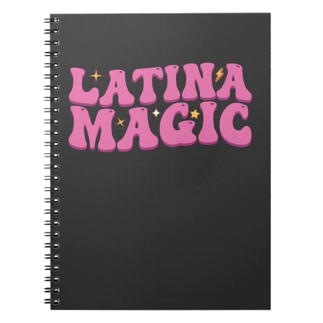 Caderno Espiral Mágica Latina Groovy Fofa Rosa (Frente)
