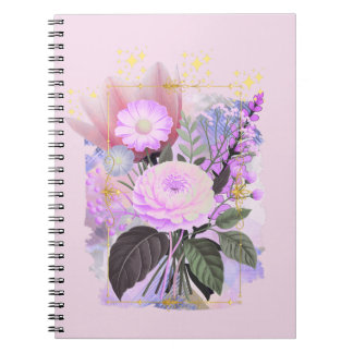 Caderno Espiral Magical Floral Bouquet in Golden Frame