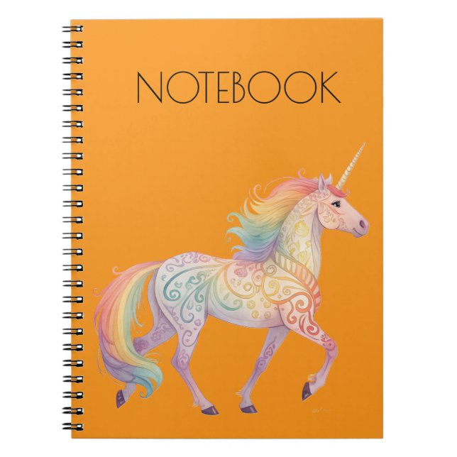 Caderno Espiral Magical Rainbow Unicorn  Personalized  (Frente)