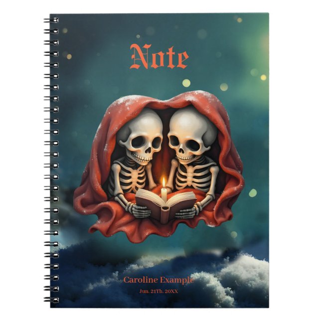 Caderno Espiral Magical winter moments, two skeletons  (Frente)