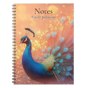 Caderno Espiral Magnífico Pavão com Plumagem Vibrante