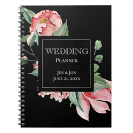 Caderno Espiral Magnolia Rosa Negra no Planner de Casamento Negra