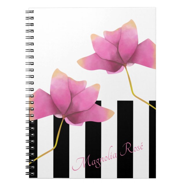 Caderno Espiral Magnolia Rosé Modern Floral Design (Frente)