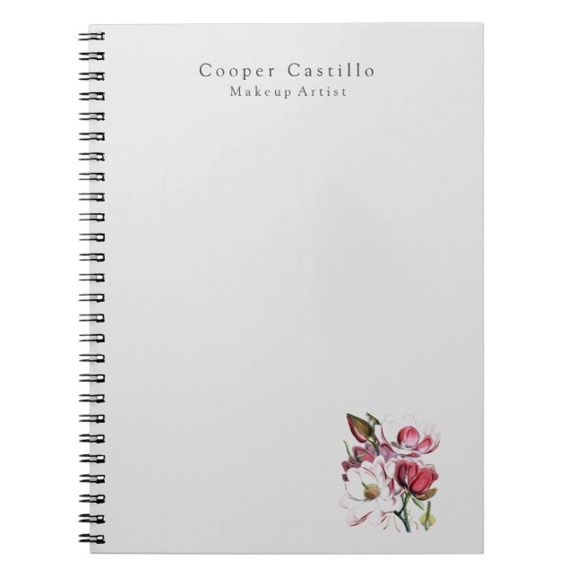 Caderno Espiral Magnolias modernas e simples profissionais minimal (Frente)