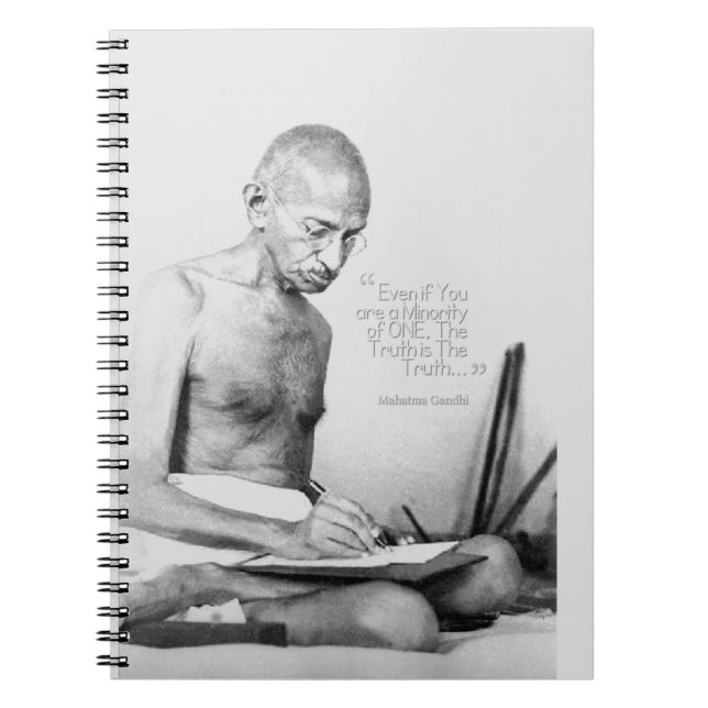 Caderno Espiral Mahatma Gandhi Citação, Minoria de Um, Verdade (Frente)
