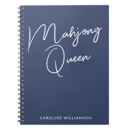 Caderno Espiral Mahjong Queen Personalizado Name Marinho Blue