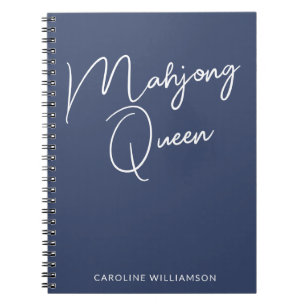 Caderno Espiral Mahjong Queen Personalizado Name Marinho Blue