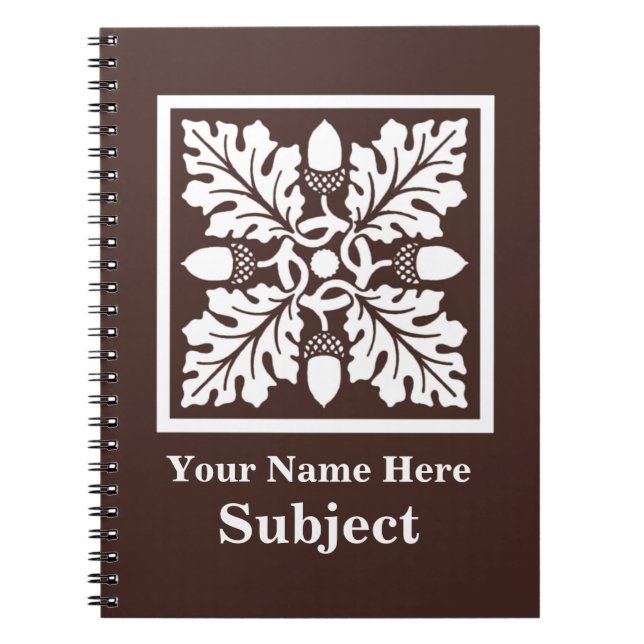 Caderno Espiral Mahogany Acorn e Leaf Azulejo (Frente)