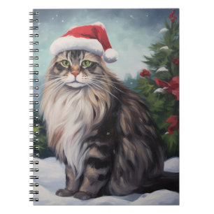 Caderno Espiral Maine Coon Cat no Natal da Neve