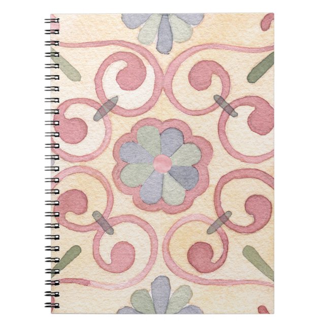 Caderno Espiral Maiolica Amarela Italiana Espanhola Rosa (Frente)