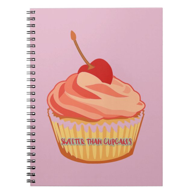 Caderno Espiral Mais doce que Cupcakes cor-de-rosa (Frente)