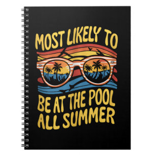 Caderno Espiral Mais Provável Estar Na Piscina Todo Verão Groovy