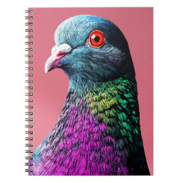 Caderno Espiral Majestade de Pombo Realista Retrato de Ave Vívido