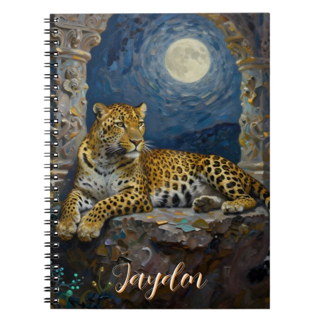 Caderno Espiral Majestic Leopard on Cliff Ledge Personalized (Frente)