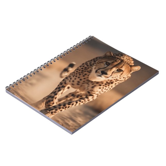 Caderno Espiral Majestic Wild Cheetah Running Photo (Left Side)