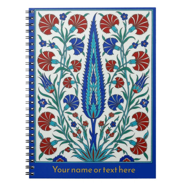 Caderno Espiral Majestoso Iznik Cipreste & Cravo Botânico (Frente)