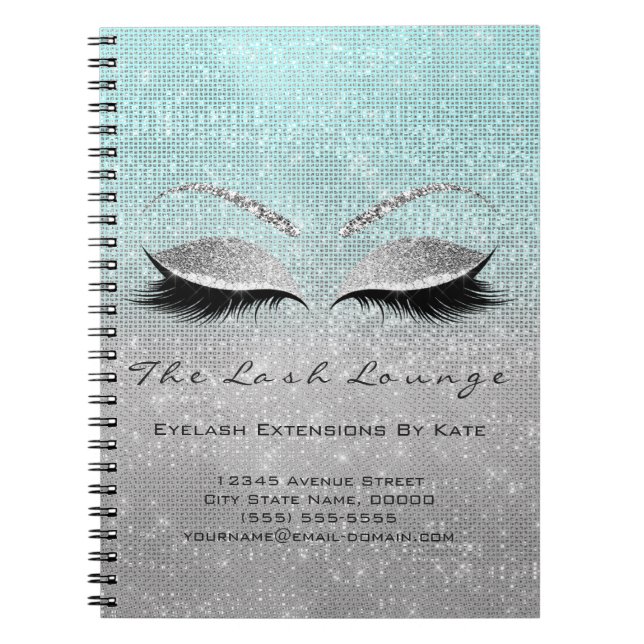 Caderno Espiral Makeup Artist Beaust Salon Blue Aqua Silver Cinza (Frente)