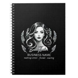 Caderno Espiral Makeup Artist Hair Stylist Modern Black White Dour
