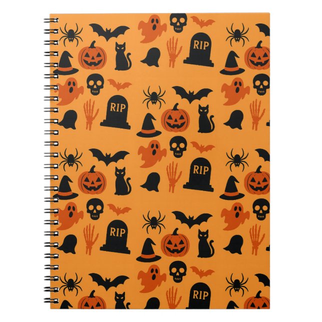 Caderno Espiral Malandro Halloween - Trick preto e laranja (Frente)