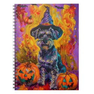 Caderno Espiral Malandro Schnauzer Feiticeira De Halloween E Abóbo