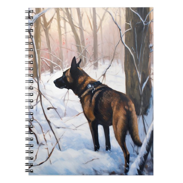 Caderno Espiral Malinois Belga Deixe Nevar Natal (Frente)