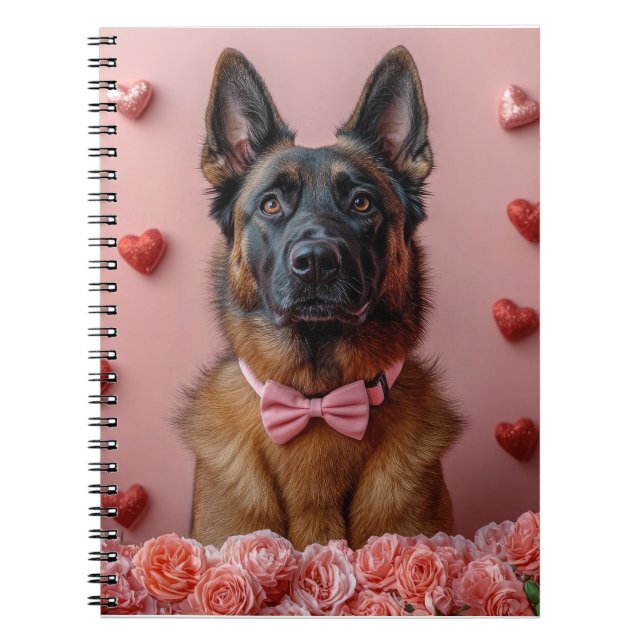 Caderno Espiral Malinois belgas com Rosas - Dia de os namorados (Frente)