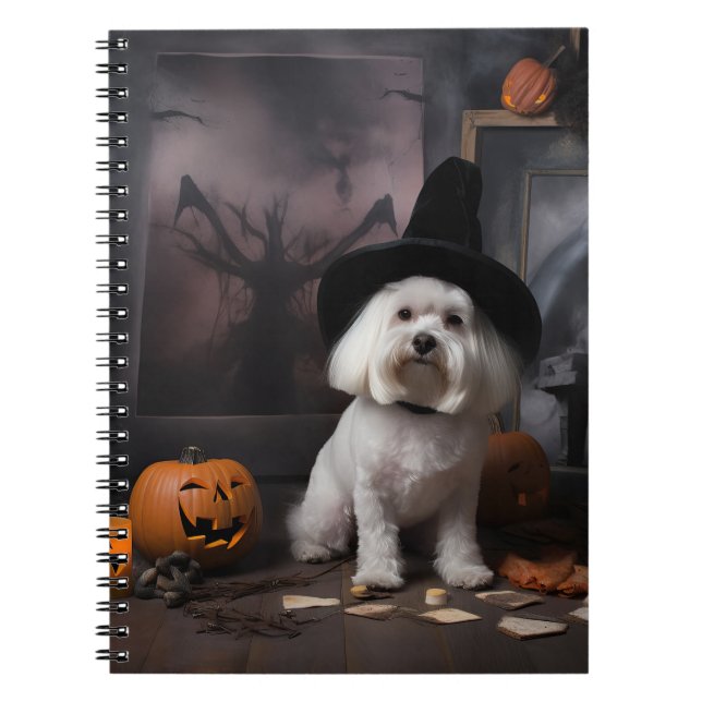 Caderno Espiral Maltês Pumpkins Halloween Scary (Frente)