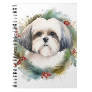 Caderno Espiral Malti Tzu Christmas Wreath Festivo Pup