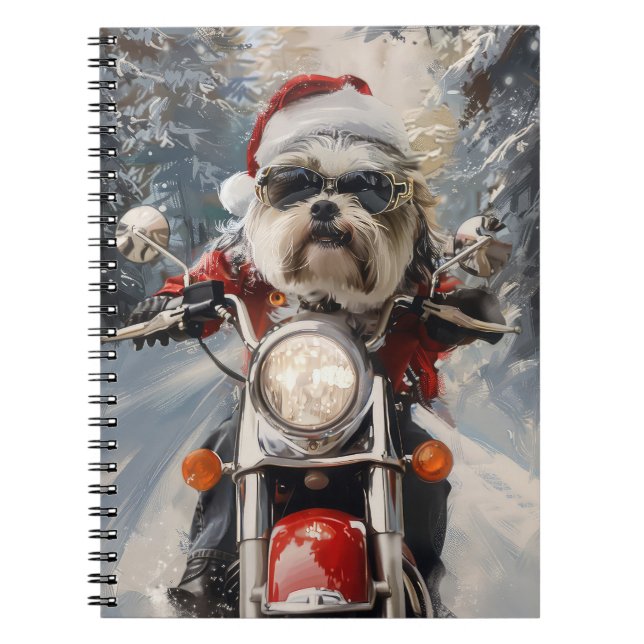 Caderno Espiral Malti Tzu Dog Roda Moto Natal (Frente)