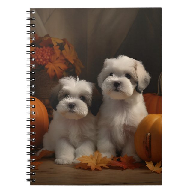 Caderno Espiral Malti tzu Puppy Autumn Delight Pumpkin (Frente)