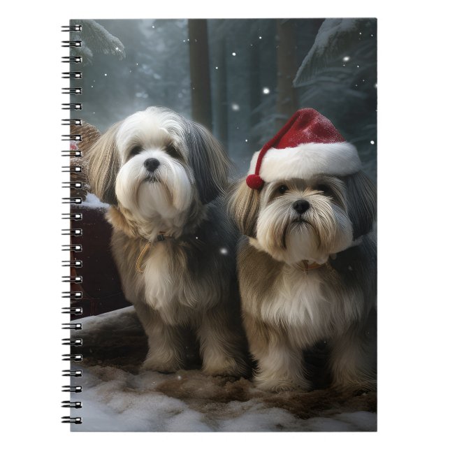 Caderno Espiral Malti tzu Snowy Sleigh Decoração de Natal (Frente)