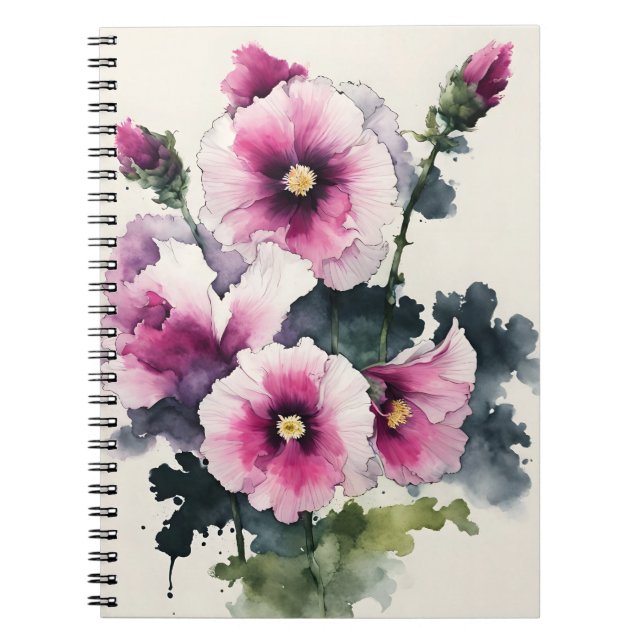 Caderno Espiral Malvarisco - Flores em aquarela (Frente)