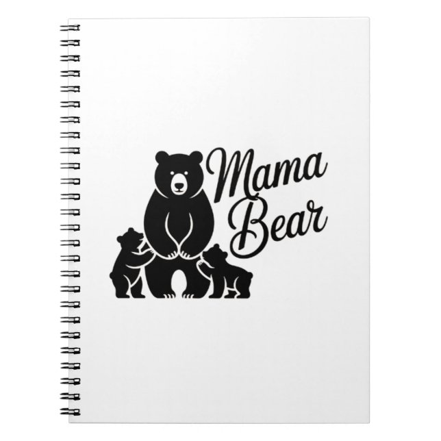 Caderno Espiral Mama Bear with Cubs Cute Family Bear (Frente)