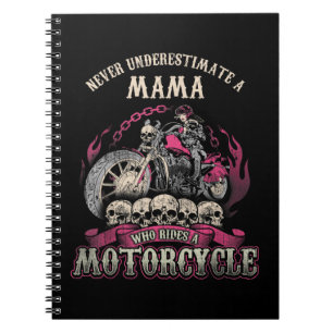 Caderno Espiral Mama Biker Pintinho Lady Nunca Subestima Motorcyc