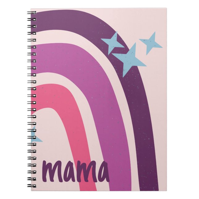 Caderno Espiral Mama personalizada boêmica rosa-púrpura do arco-ír (Frente)