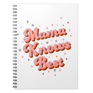 Caderno Espiral Mama Sabe Melhor Tipografia Retro Rosa Marrom