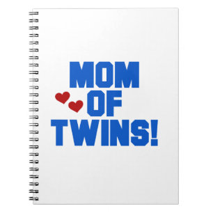 Caderno Espiral Mamãe de Twins Blue Text Gifts