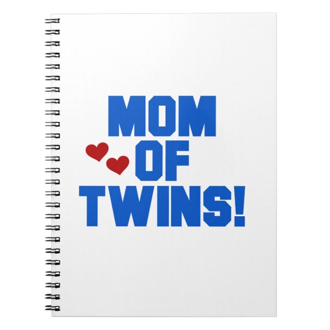 Caderno Espiral Mamãe de Twins Blue Text Gifts (Frente)