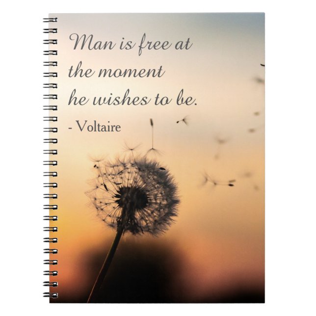 Caderno Espiral Man is Free Voltaire Quote (Frente)