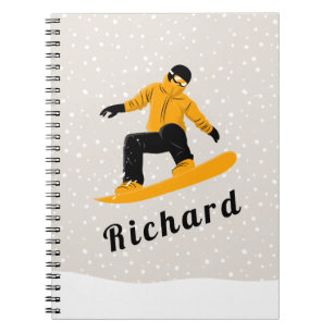 Caderno Espiral Man Snowboard Custom Name Extreme Winter Sport