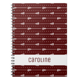 Caderno Espiral Manchas brancas Maroon e linhas pontilhadas